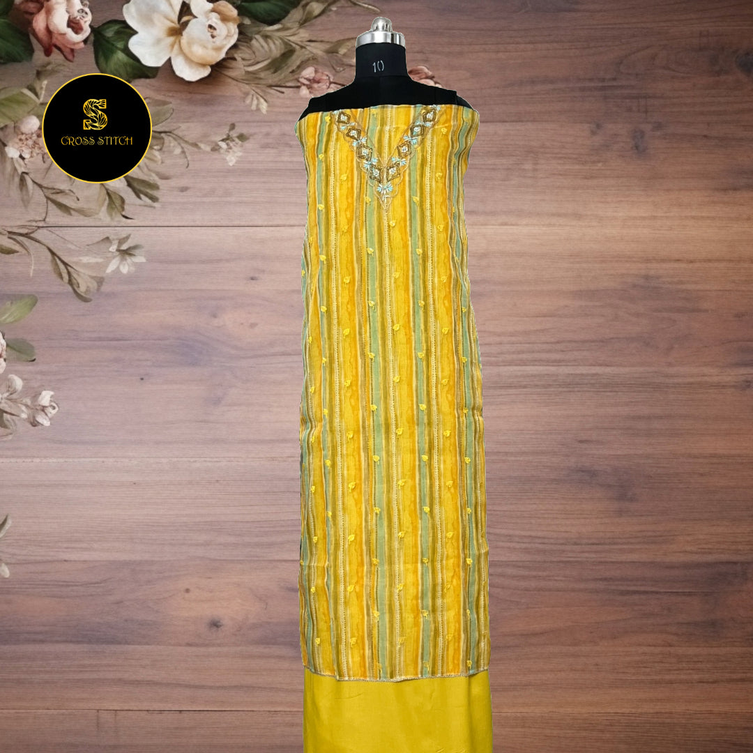 Organza unstitched salwar suit