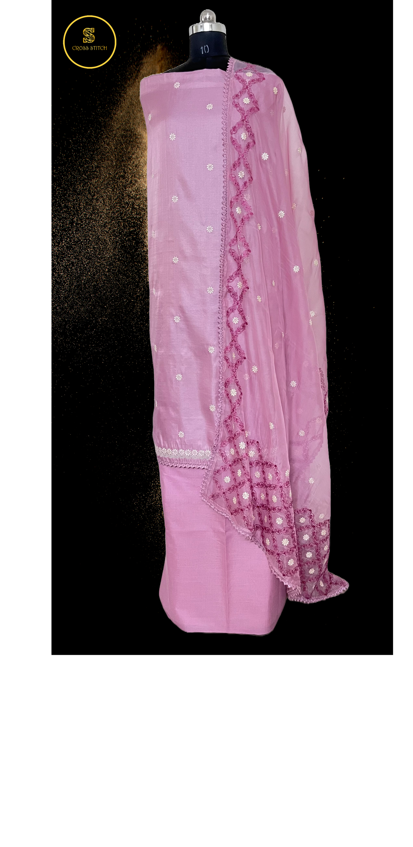 Pink Ghicha silk unstitched salwar suit