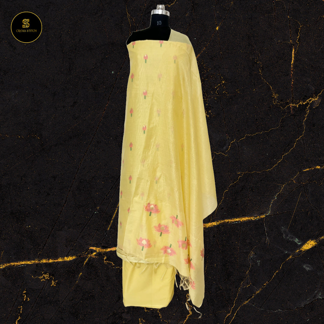 Yellow Jamdani Unstitched Salwar Suit