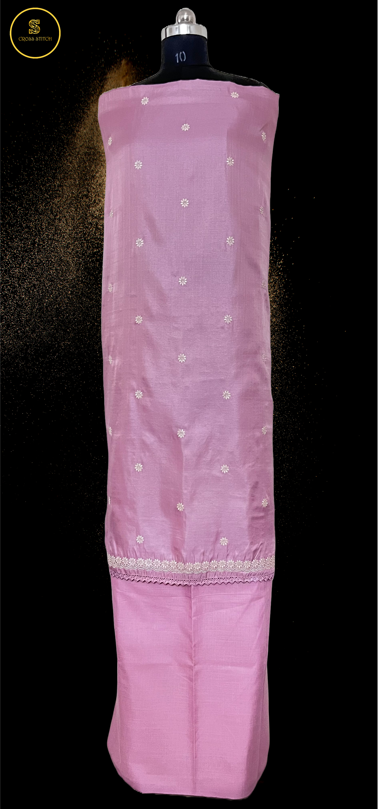 Pink Ghicha silk unstitched salwar suit