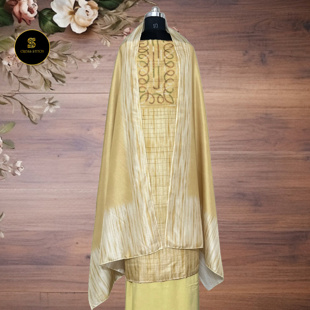 Semi Tussar Silk unstitched salwar suit