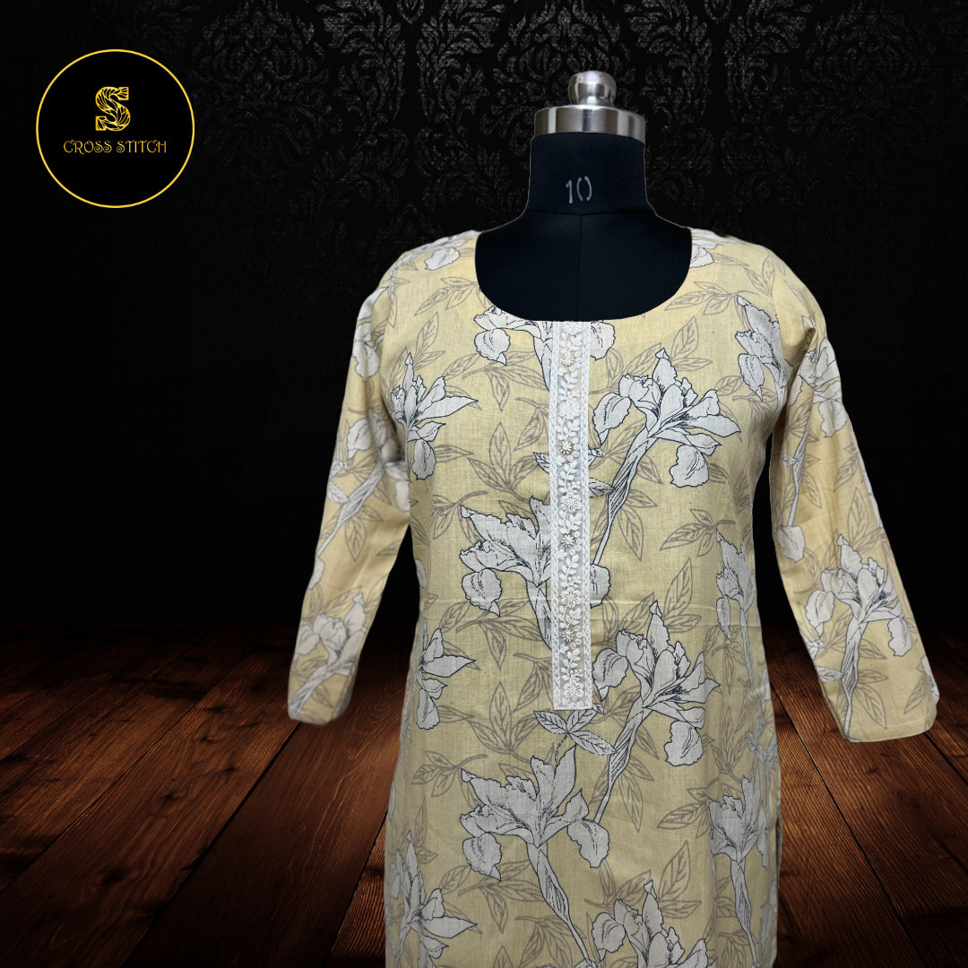 KURTI - FLORAL COTTON LINEN