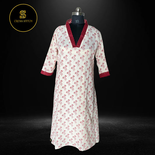 COTTON LINEN A - LINE KURTI