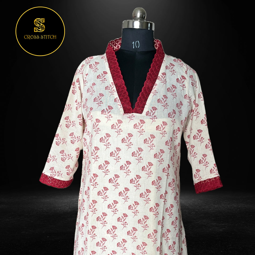 COTTON LINEN A - LINE KURTI